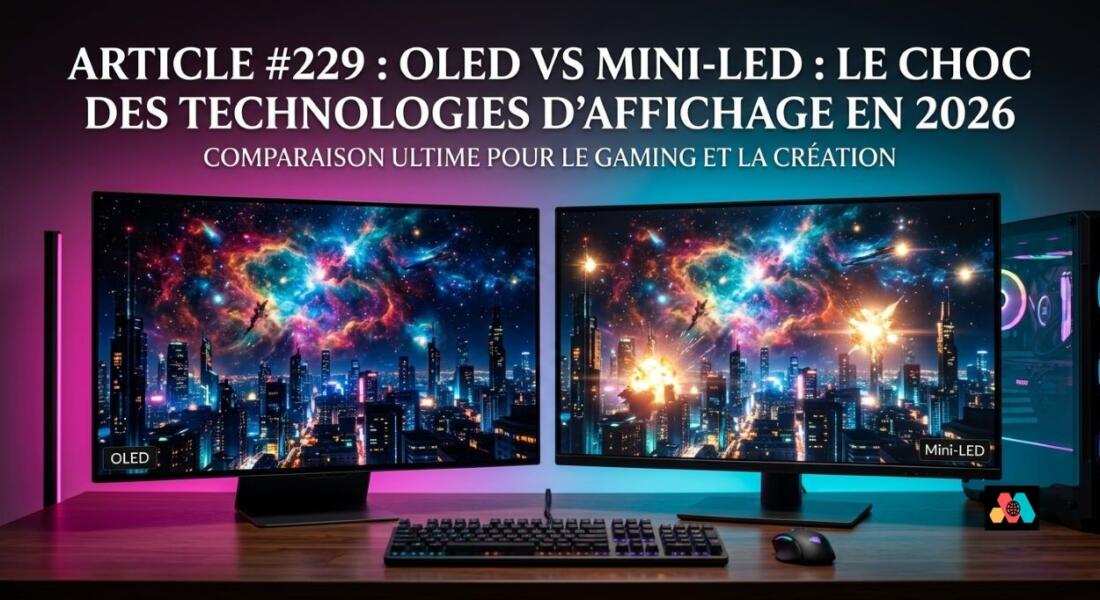 Comparatif entre deux éÉcrans PC gamer OLED et Mini-LED sur un bureau de jeu